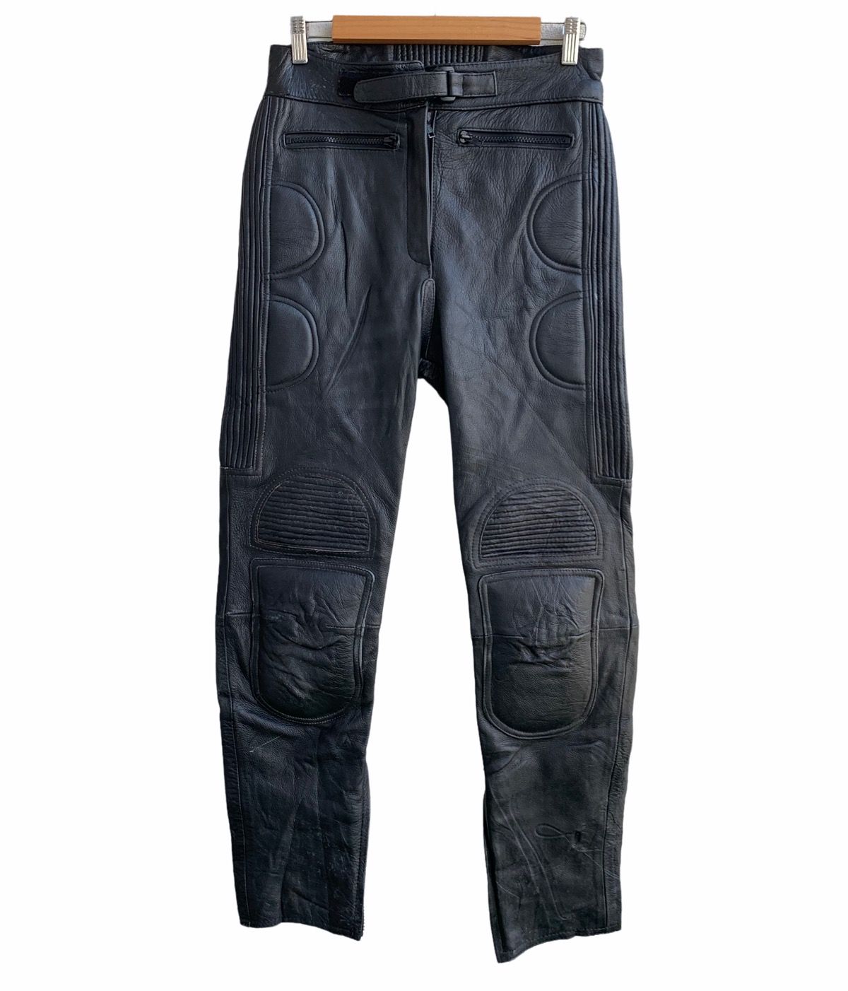 Pre-owned Genuine Leather X Indian Motercycles Vintage Retro Biker Leather Pants In Black