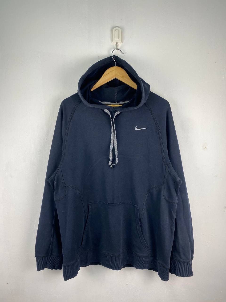 Nike × Vintage Vintage Distressed Nike Mini Swoosh Pullover Hoodie Size US XL / EU 56 / 4 - 1 Thumbnail