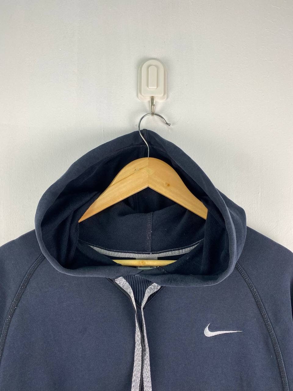Nike × Vintage Vintage Distressed Nike Mini Swoosh Pullover Hoodie Size US XL / EU 56 / 4 - 5 Thumbnail