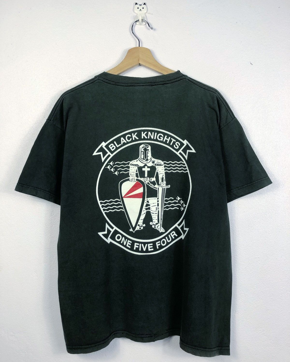 image of Military x US Air Force Vintage Black Knights Fighter Squadron 154 Us Navy Tee, Men's (Size Large)