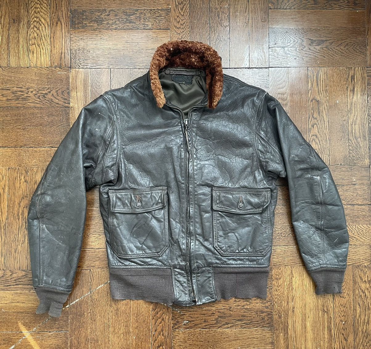 image of Military x USN Vintage Usn G-1 Flight Jacket - Ralph Edwards 7823B Size 40 in Brown, Men's