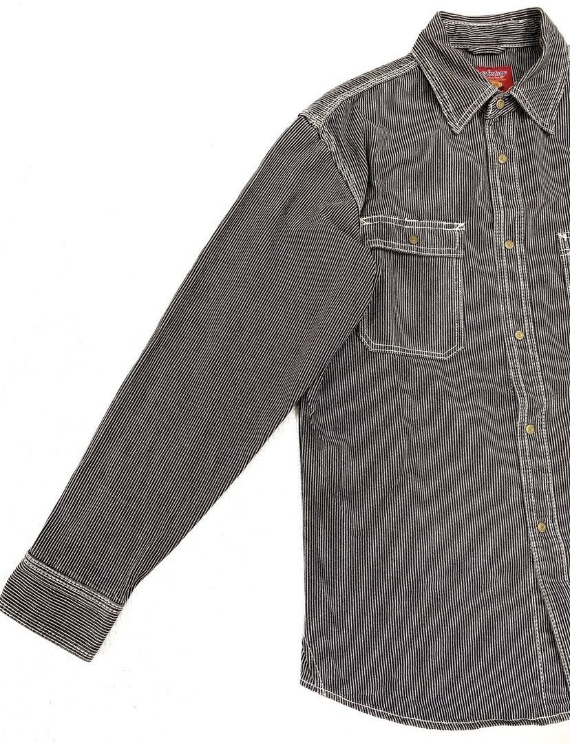 Hysteric Glamour × Japanese Brand × Vintage Dogman Japan Denim worker stripe Shirt nice designer Size US L / EU 52-54 / 3 - 6 Thumbnail