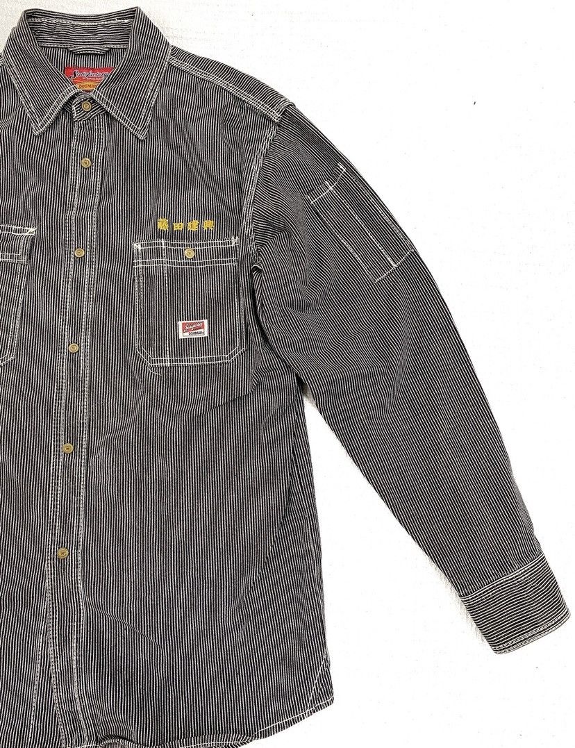 Hysteric Glamour × Japanese Brand × Vintage Dogman Japan Denim worker stripe Shirt nice designer Size US L / EU 52-54 / 3 - 5 Thumbnail