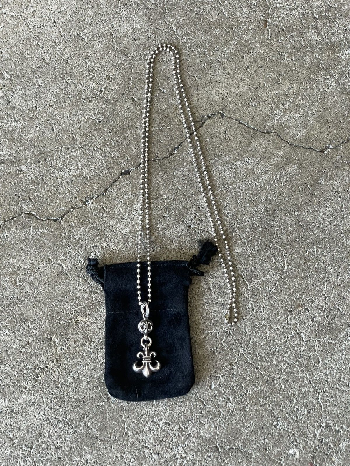 Pre owned Chrome Hearts Fleur De Lis Necklace In Silver ModeSens