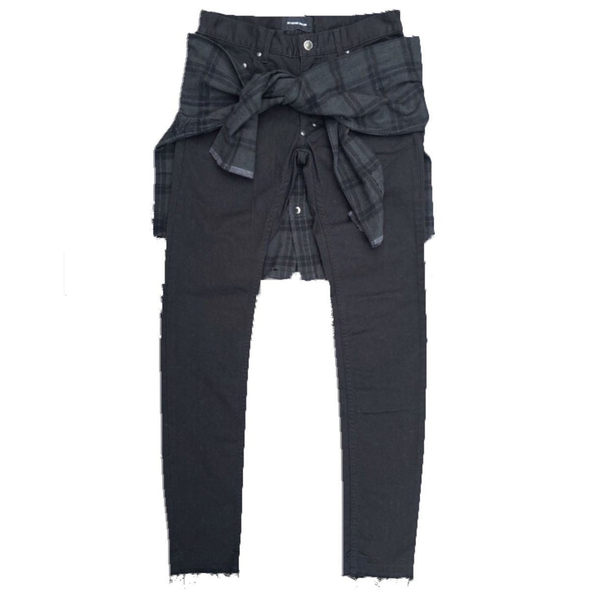 image of Diet Butcher Slim Skin Flannel Skinny Jeans in Black, Men's (Size 27)