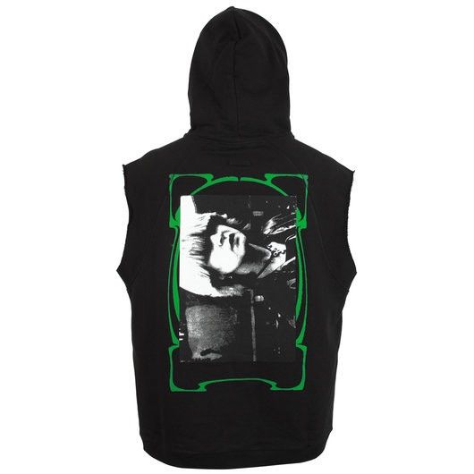 image of Raf Simons Sleeveless Graphic Hoodie In Black Green, Men's (Size Large)