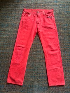 Chrome Hearts Red and Black Patched Chrome Hearts Jeans