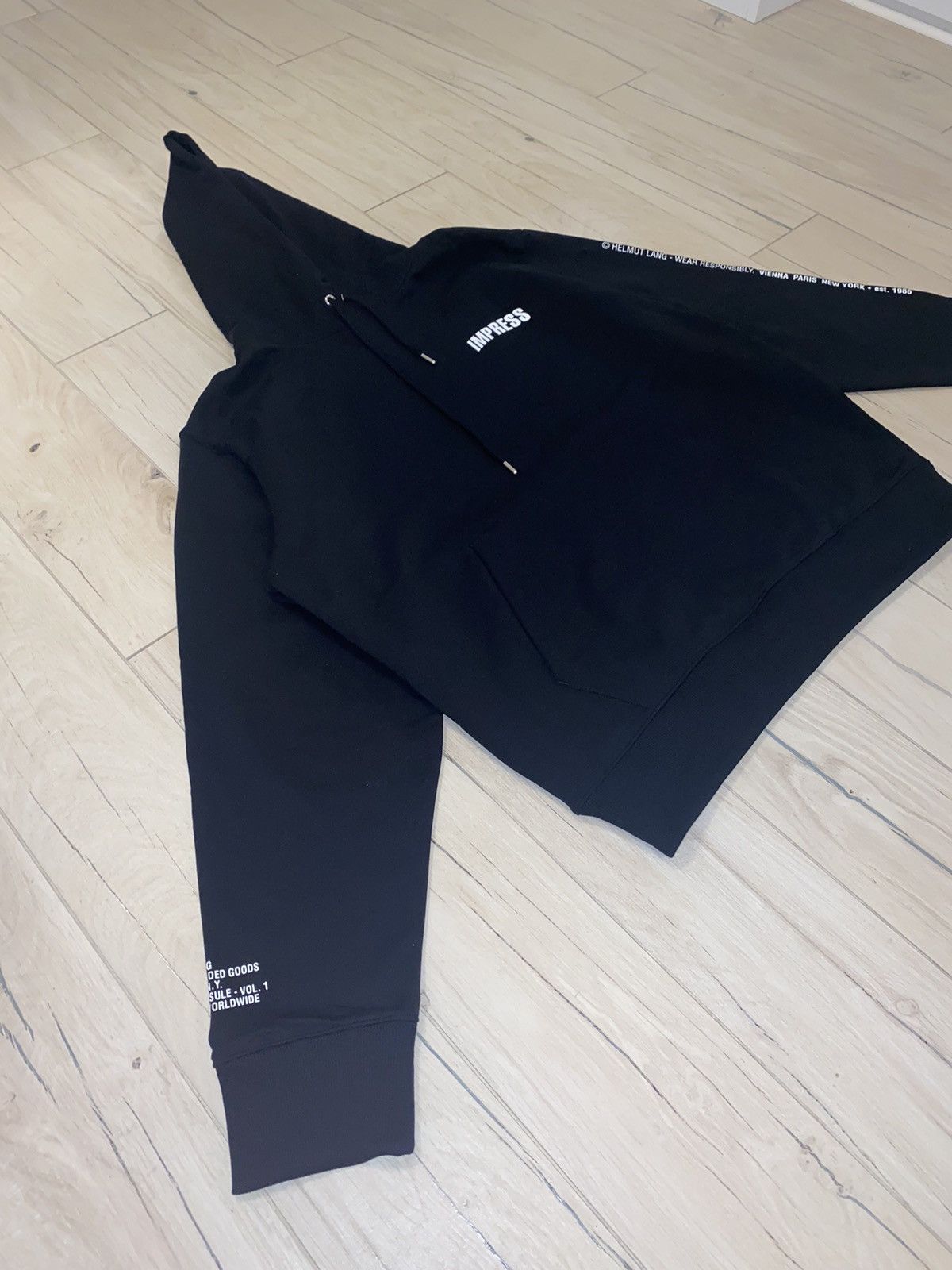 Helmut Lang DSWT! Helmut Lang Impress Big Logo Black Hoodie Size US L / EU 52-54 / 3 - 5 Thumbnail