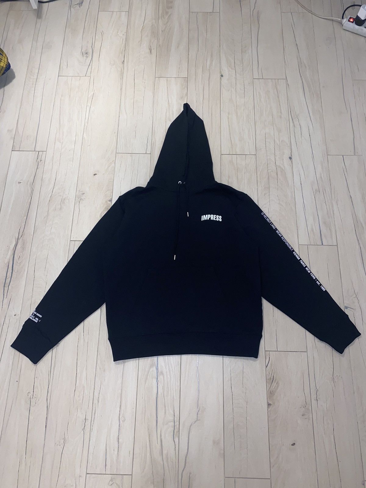 image of Dswt! Helmut Lang Impress Big Logo Black Hoodie, Men's (Size Large)