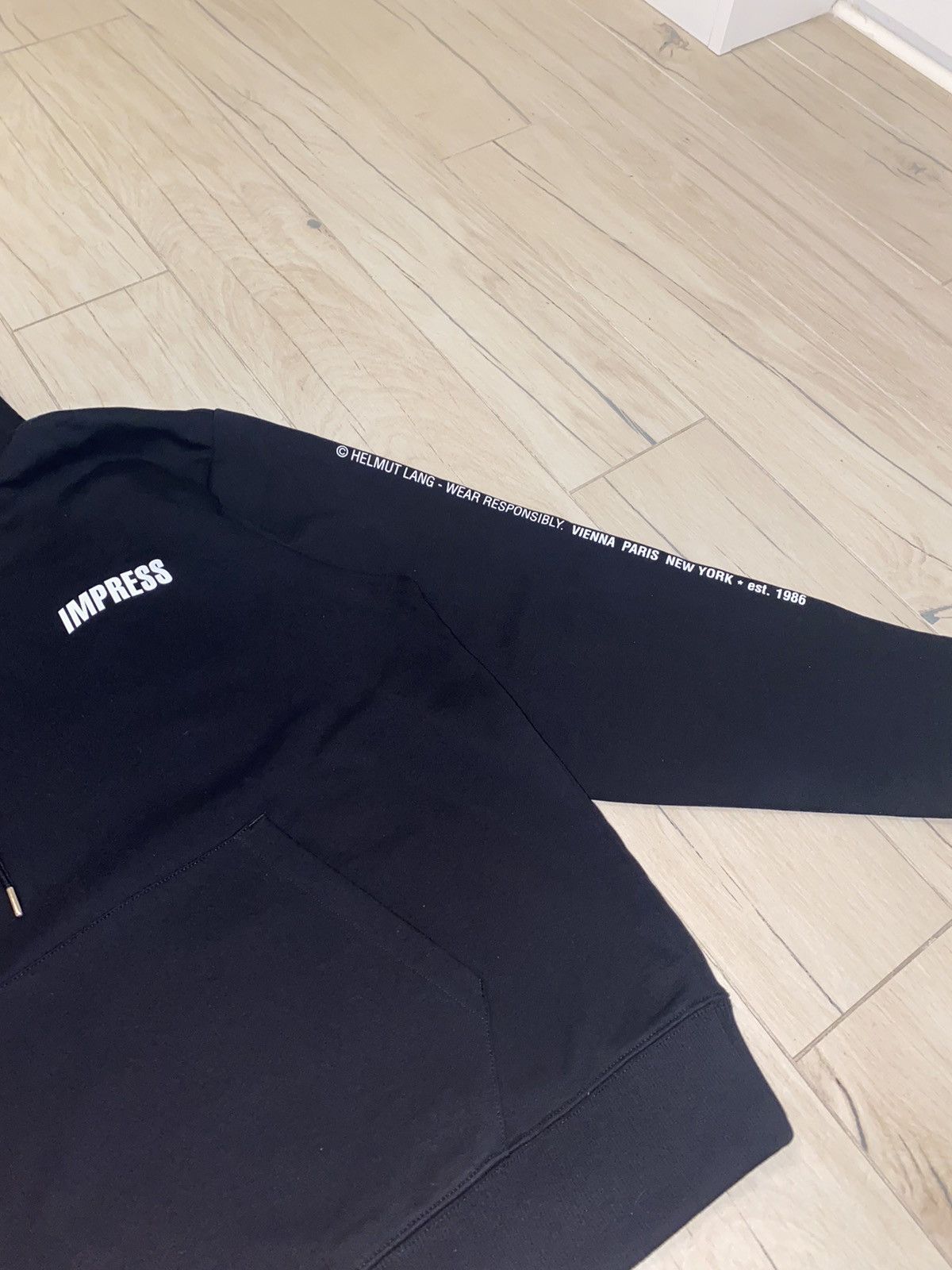 Helmut Lang DSWT! Helmut Lang Impress Big Logo Black Hoodie Size US L / EU 52-54 / 3 - 6 Thumbnail