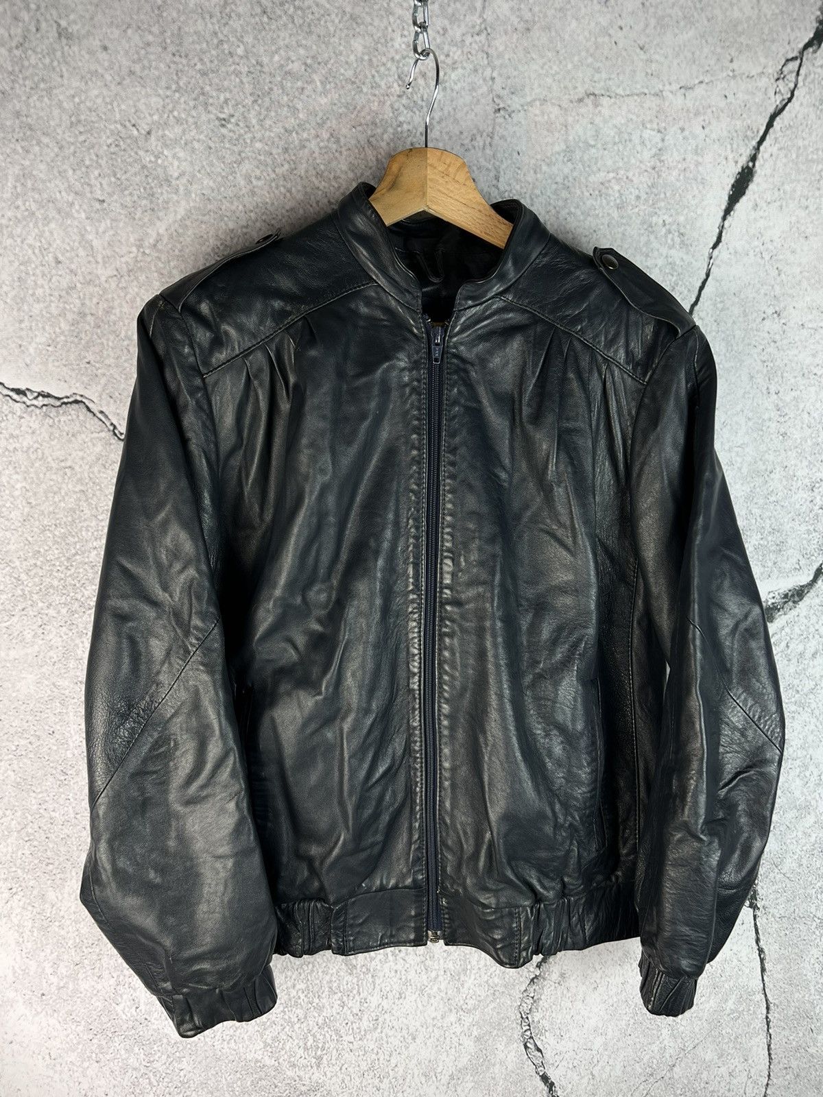 image of Vintage Avant Garde Leather Jacket in Black, Women's (Size Medium)
