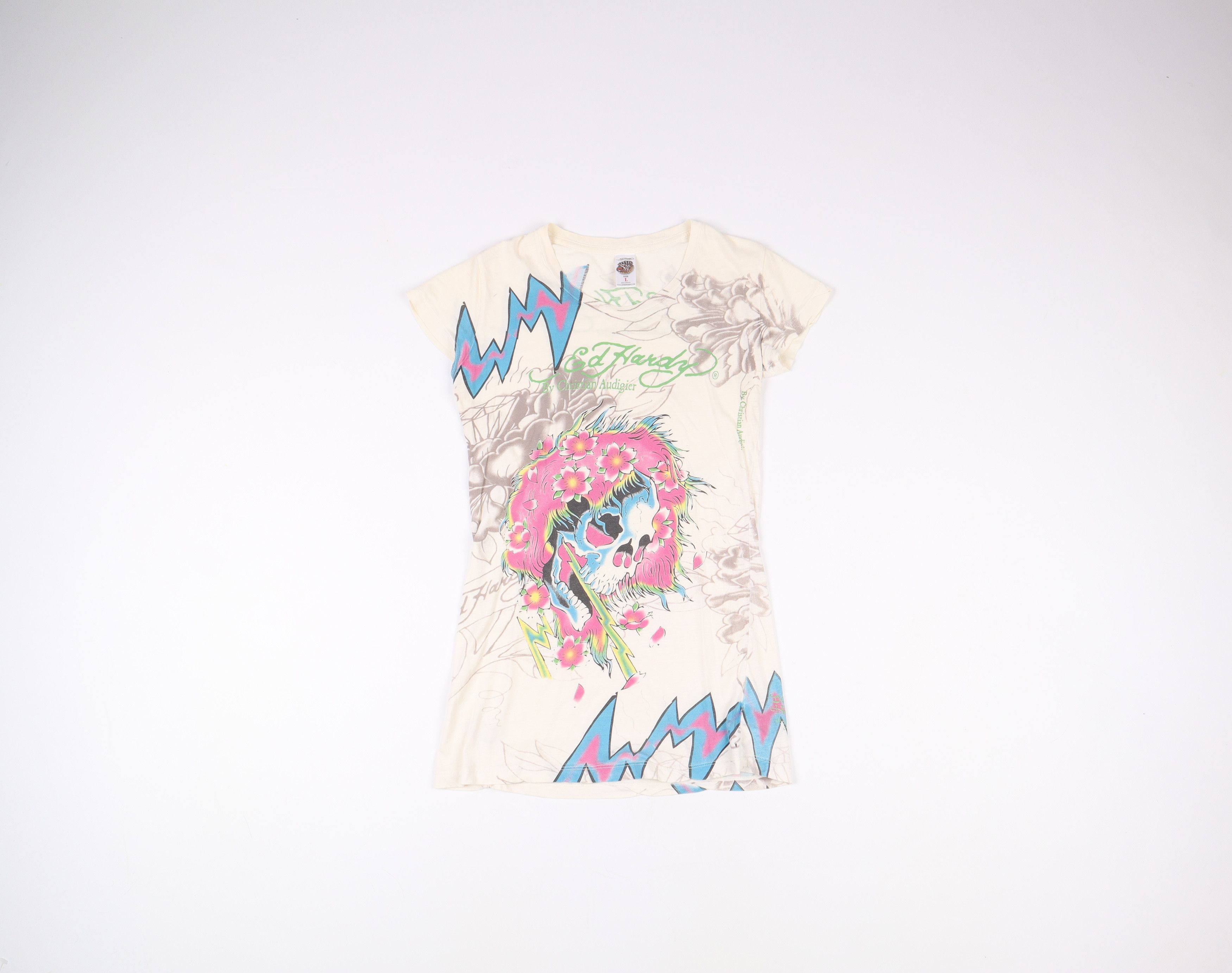 Christian Audigier Ed Hardy Y2K Tattoo Printed Tee Size L / US 10 / IT 46 - 4 Thumbnail