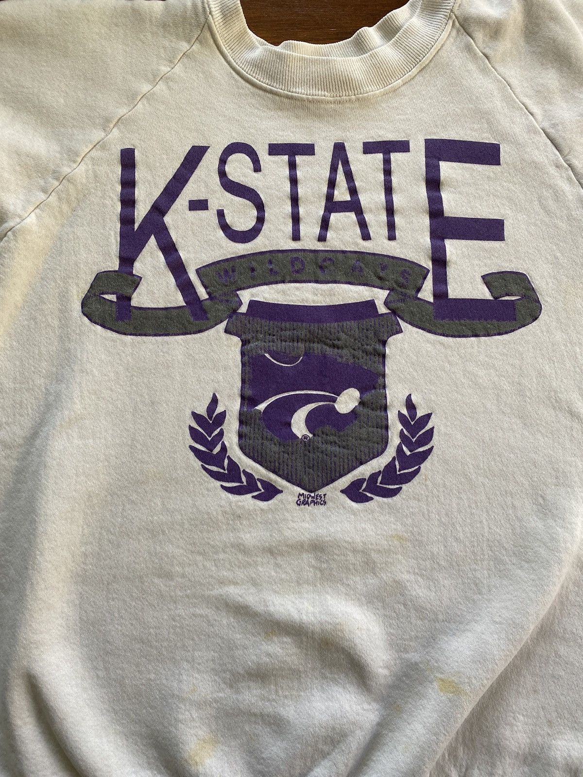 NCAA Vintage 80s Kansas State Wildcats Raglan Crewneck Sweatshirt Size US L / EU 52-54 / 3 - 7 Thumbnail