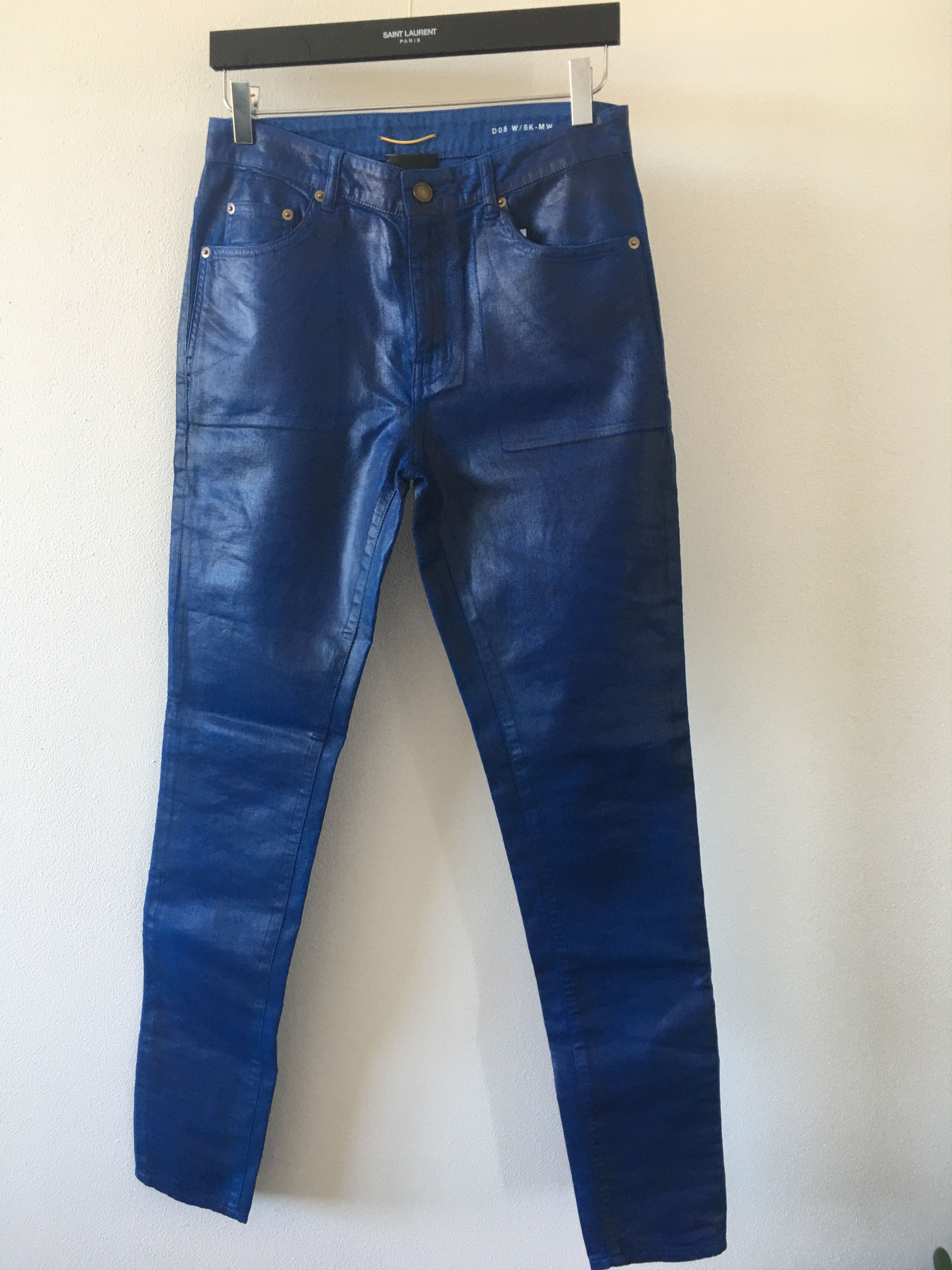 image of Saint Laurent Paris Fw'20 Jean Vinyl Denim in Blue, Women's (Size 28)