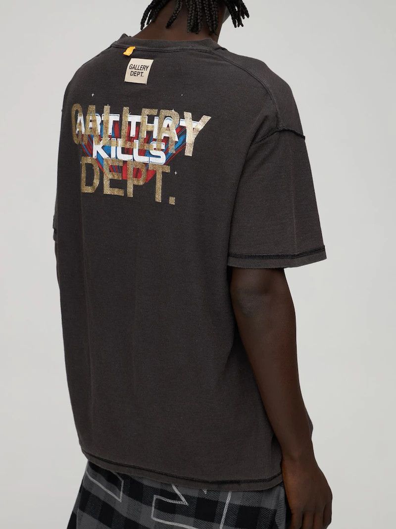 image of Gallery Dept Fw'21 T-Shirt Inside-Out "art That Kills" in Washed Black, Men's (Size Medium)