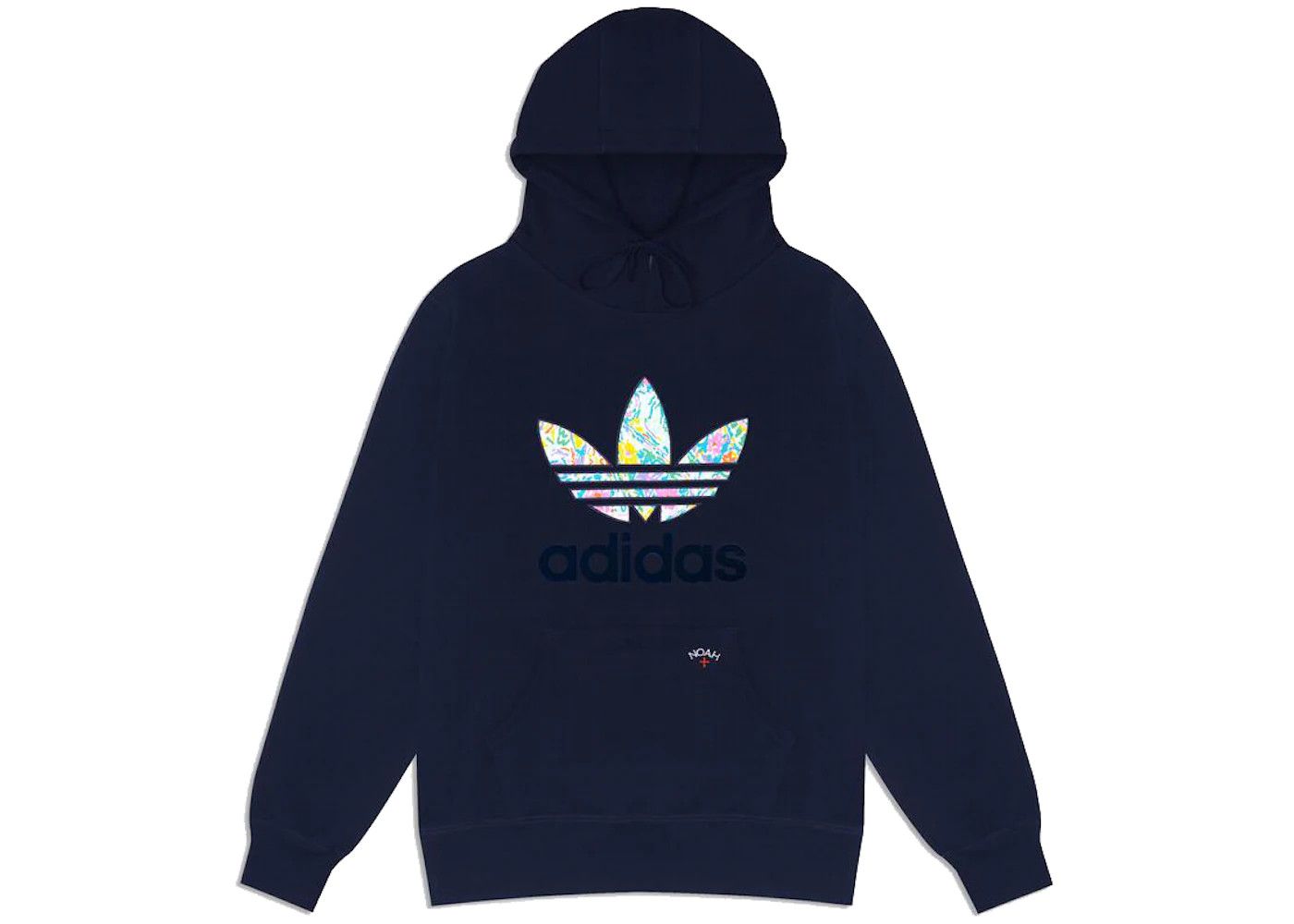 image of Adidas Floral Paisley Applique Hoodie Navy • L, Men's (Size Large)