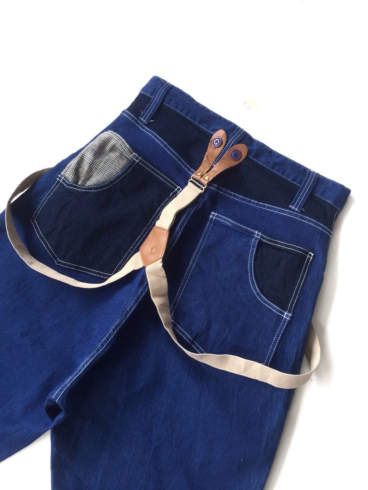 Indigo Chip Clic Indigo GOA Style Denim Suspender Cropped Pants Size US 32 / EU 48 - 6 Thumbnail