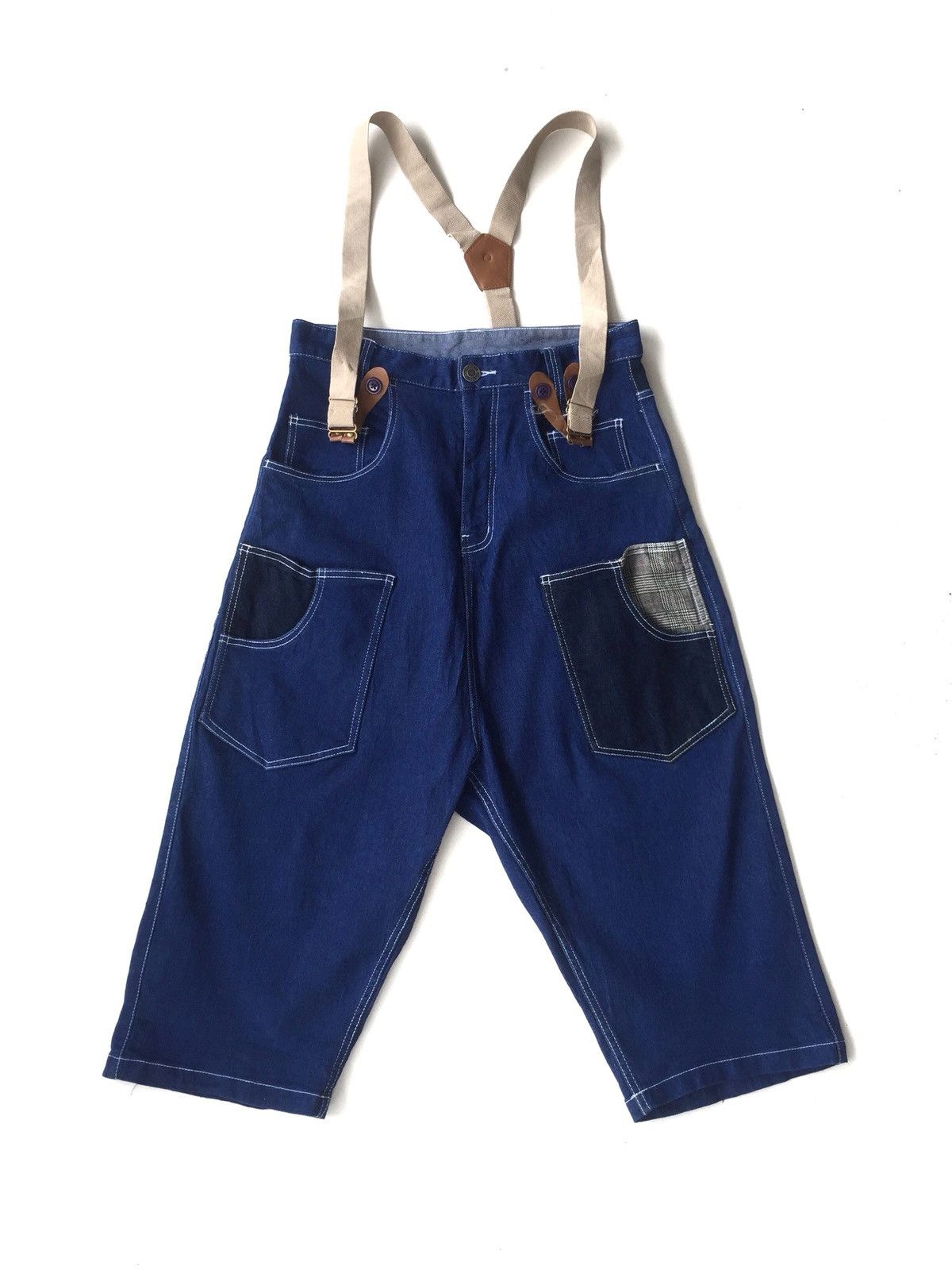 Indigo Chip Clic Indigo GOA Style Denim Suspender Cropped Pants Size US 32 / EU 48 - 1 Thumbnail