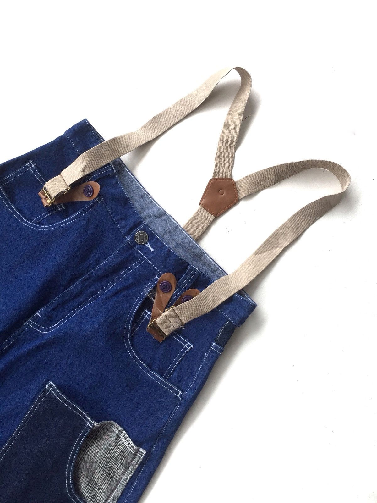 Indigo Chip Clic Indigo GOA Style Denim Suspender Cropped Pants Size US 32 / EU 48 - 2 Thumbnail