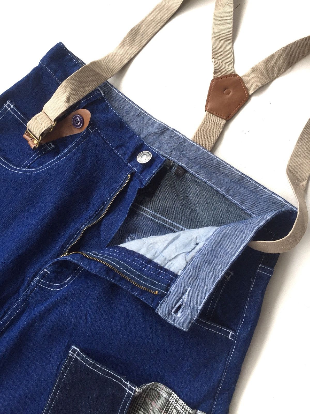 Indigo Chip Clic Indigo GOA Style Denim Suspender Cropped Pants Size US 32 / EU 48 - 4 Thumbnail