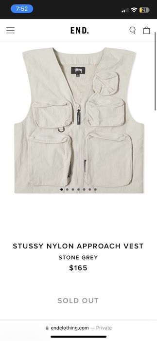 STUSSY Nylon Approach Vest stone grey-