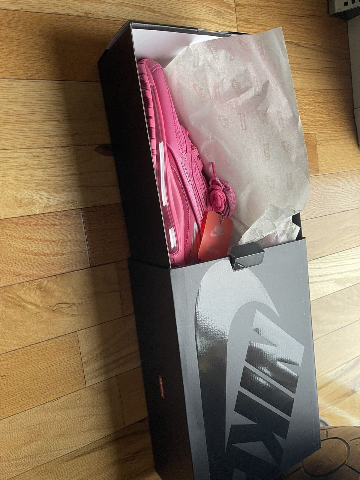 image of Nike x Supreme Pink Supreme Air Max Shoes, Men's (Size 10.5)