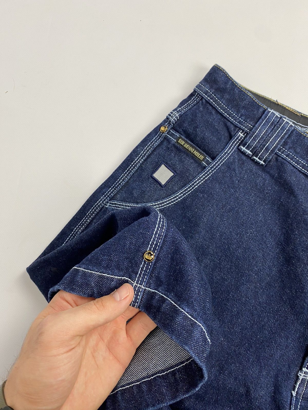 Japanese Brand × Rap Tees × Vintage Sir Benni Miles Baggy Fit denim Shorts Jeans Size US 33 - 5 Thumbnail
