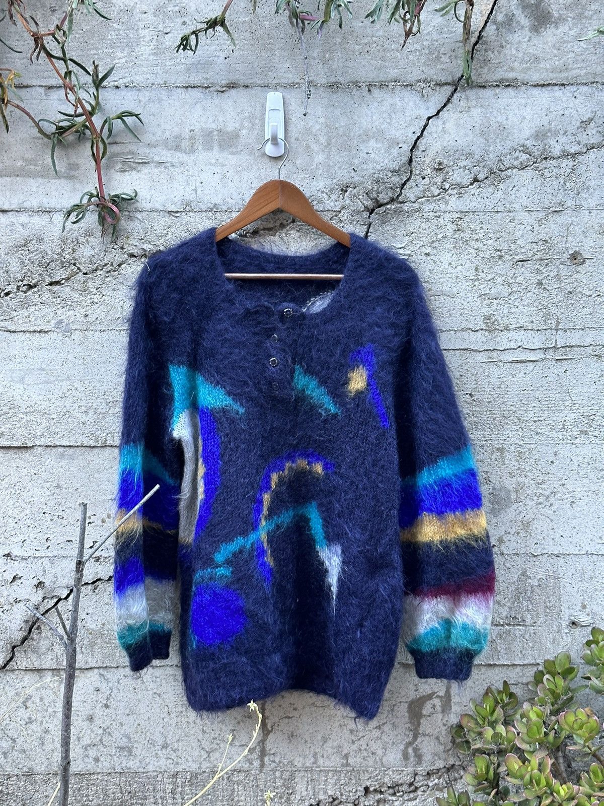 Japanese Brand RARE Vintage Italian mohair sweater cardigan Size US M / EU 48-50 / 2 - 2 Thumbnail