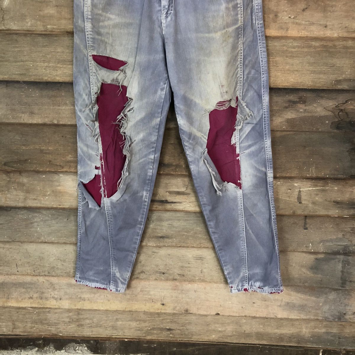 Japanese Brand Japan Distressed patchwork thrashed Casual Pants #4636 Size US 28 / EU 44 - 3 Thumbnail