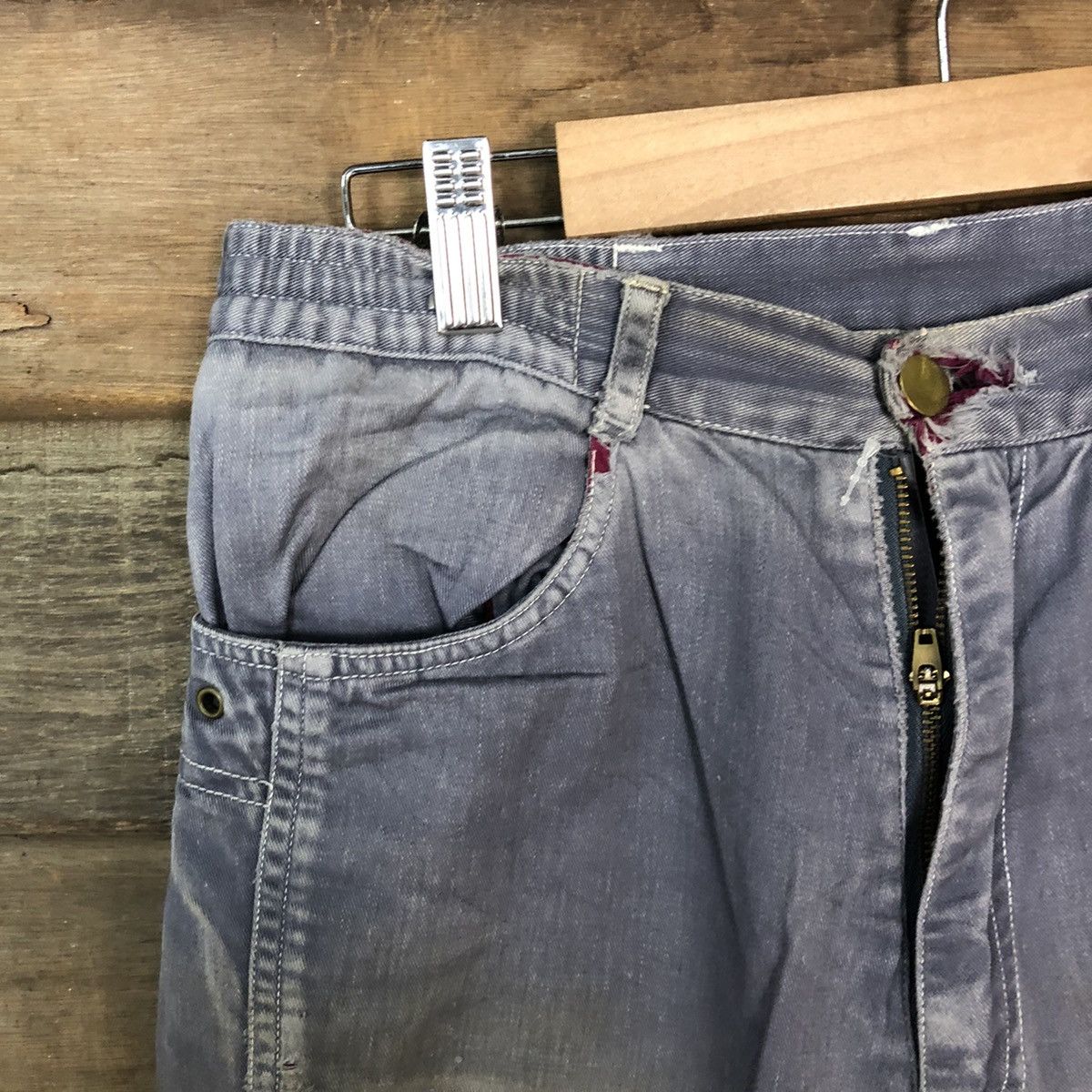 Japanese Brand Japan Distressed patchwork thrashed Casual Pants #4636 Size US 28 / EU 44 - 4 Thumbnail
