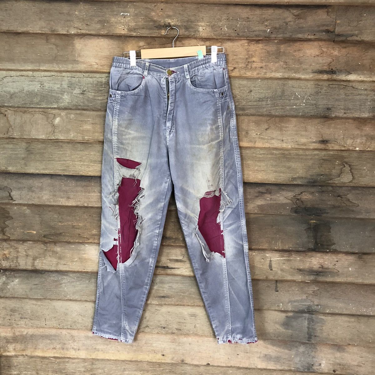image of Distressed Denim Japan Distressed Patchwork Thrashed Casual Pants 4636 in Grey, Men's (Size 26)