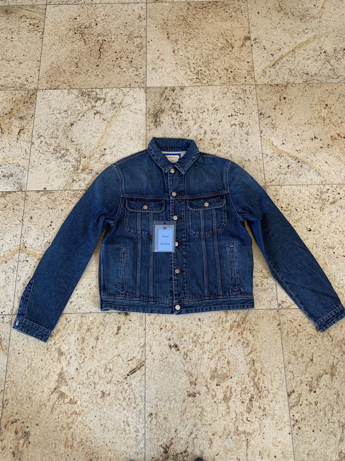 image of Acne Studios Tent Denim Jacket In Mid Blue, Men's (Size Medium)