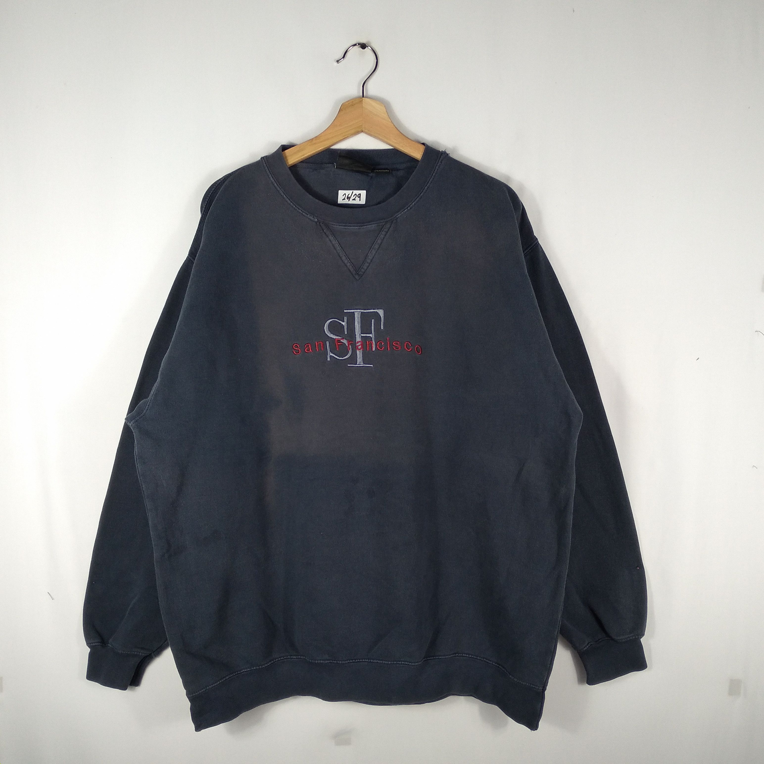 Vintage Vintage San Francisco Spellout Sun Faded Sweatshirts Size US XL / EU 56 / 4 - 1 Thumbnail