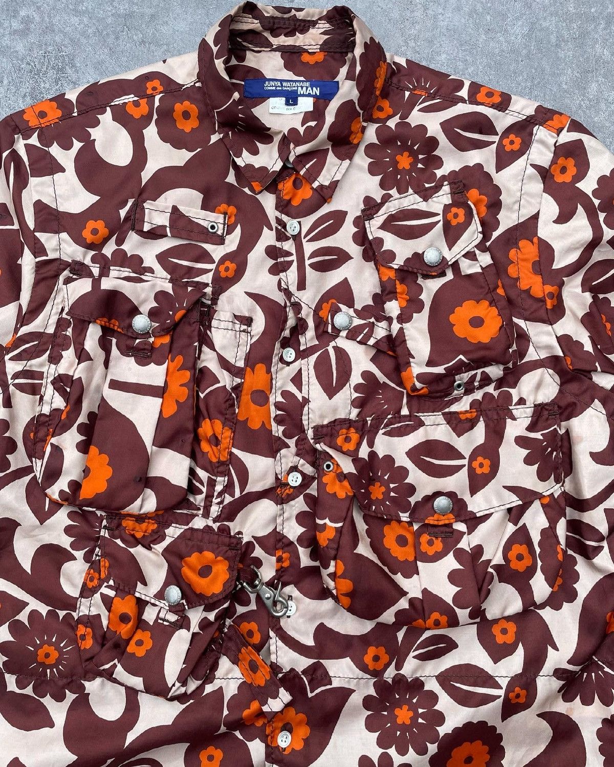 Junya Watanabe SS05 Floral Cargo Pocket Shirt Size US L / EU 52-54 / 3 - 3 Thumbnail