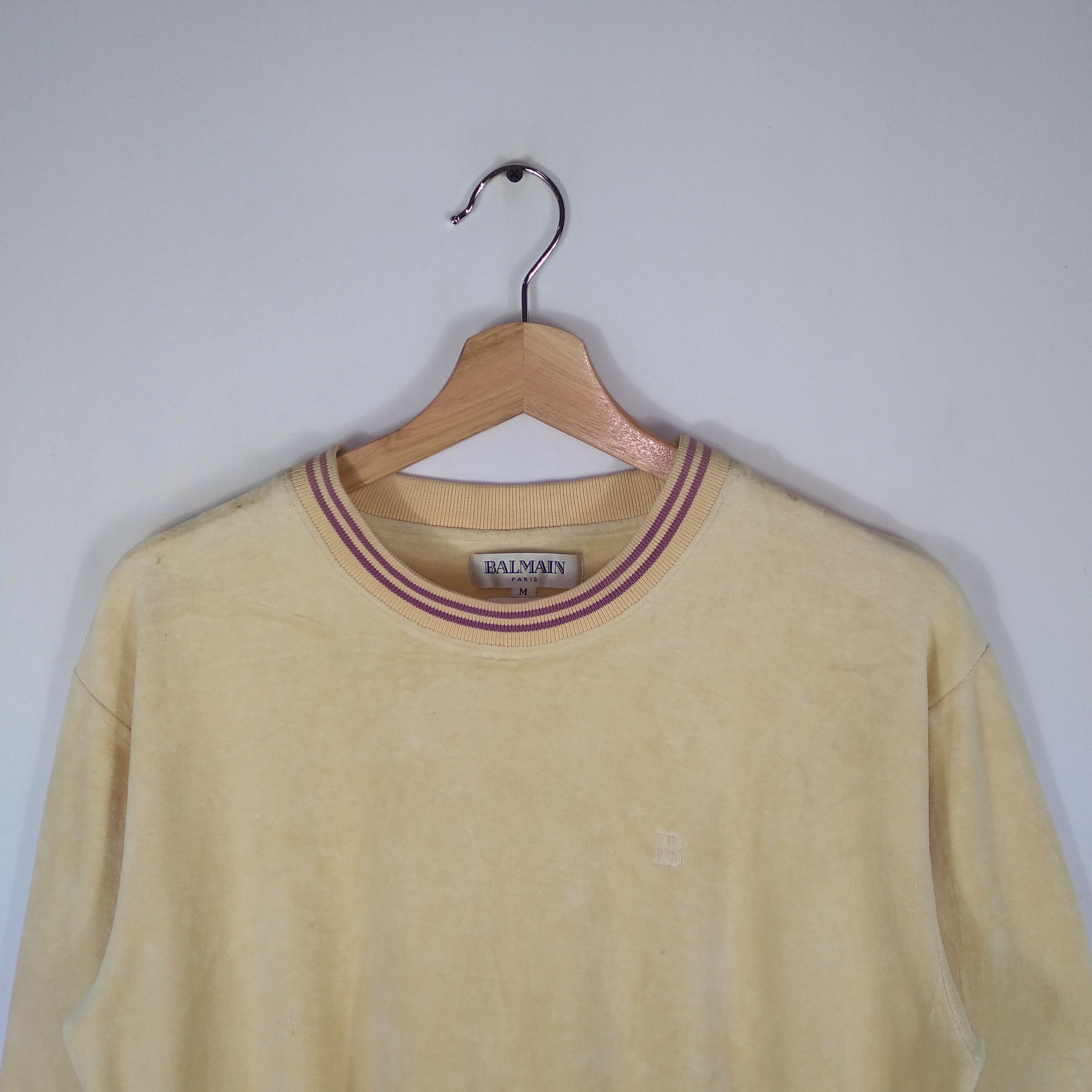 Balmain 🔥Rare🔥Vintage Balmain Mini Logo Velvet Suede Sweatshirts Size US S / EU 44-46 / 1 - 2 Thumbnail