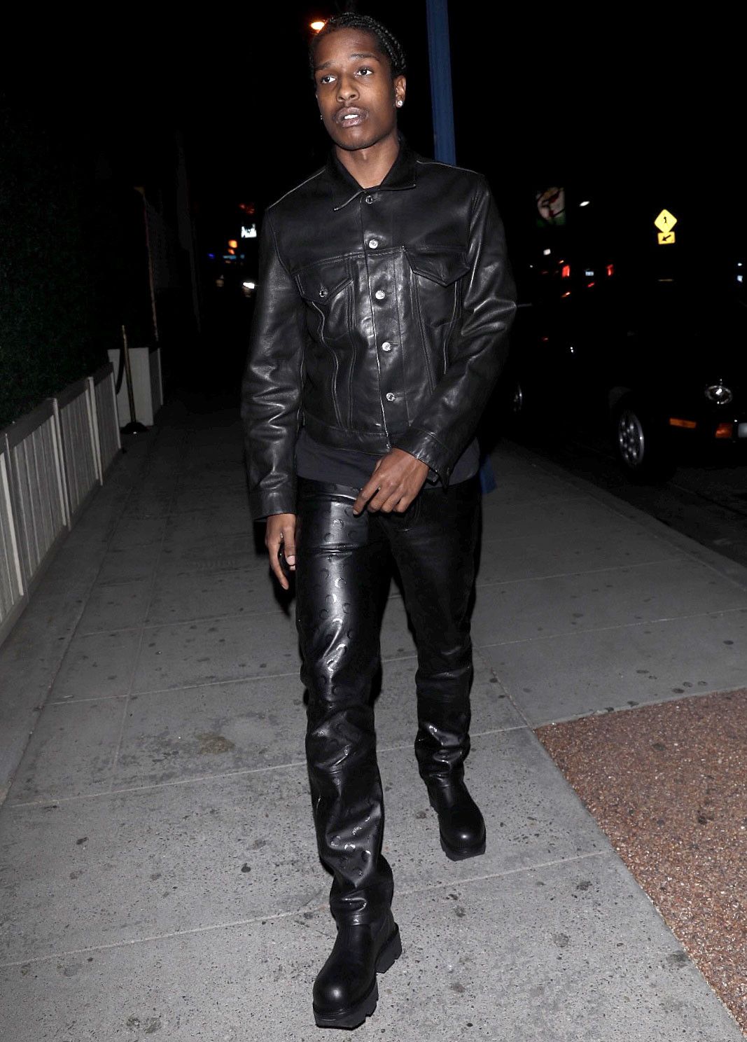Genuine Leather × Leather 90s Vintage Leather Biker Pants side straps Travis Scott Size US 32 / EU 48 - 5 Thumbnail