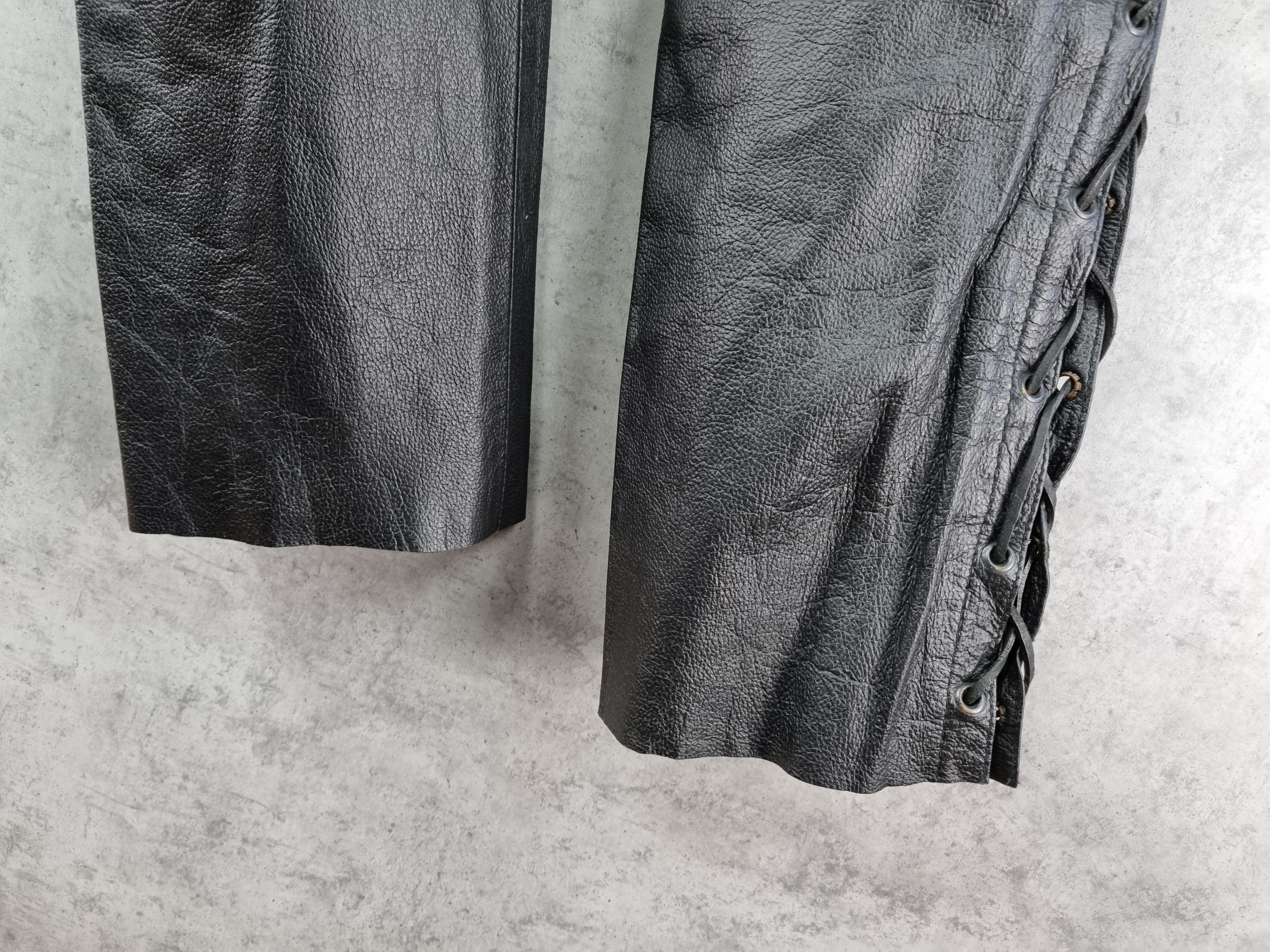 Genuine Leather × Leather 90s Vintage Leather Biker Pants side straps Travis Scott Size US 32 / EU 48 - 19 Thumbnail