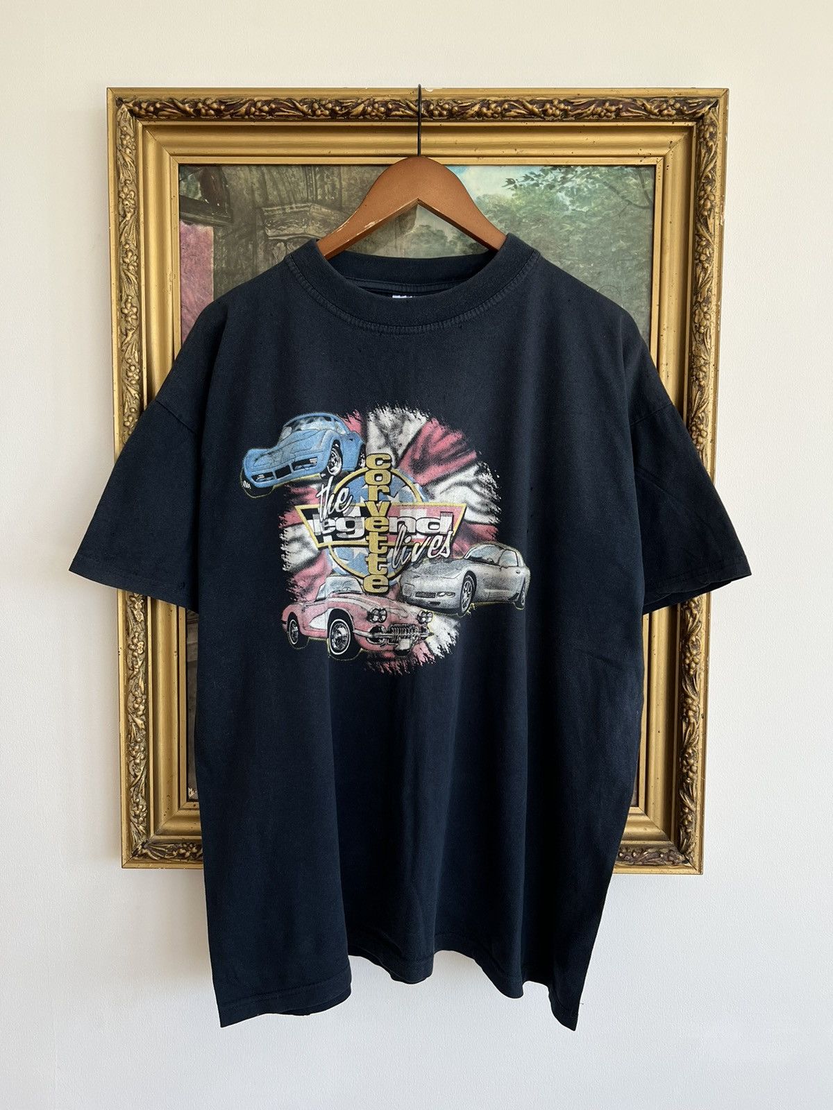 Vintage Vintage 90s Corvette The Legend Lives Racing Navy Tee Size US XXL / EU 58 / 5 - 1 Thumbnail