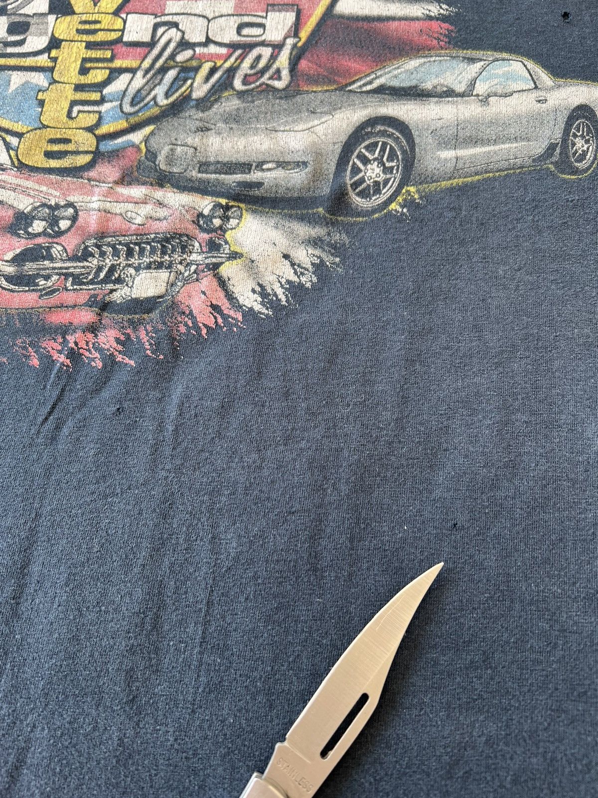 Vintage Vintage 90s Corvette The Legend Lives Racing Navy Tee Size US XXL / EU 58 / 5 - 9 Thumbnail