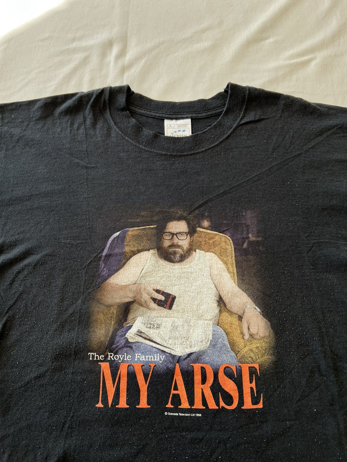 Band Tees Vintage 1998 The Royle Family My Arse Movie Promo Black Tee Size US L / EU 52-54 / 3 - 4 Thumbnail