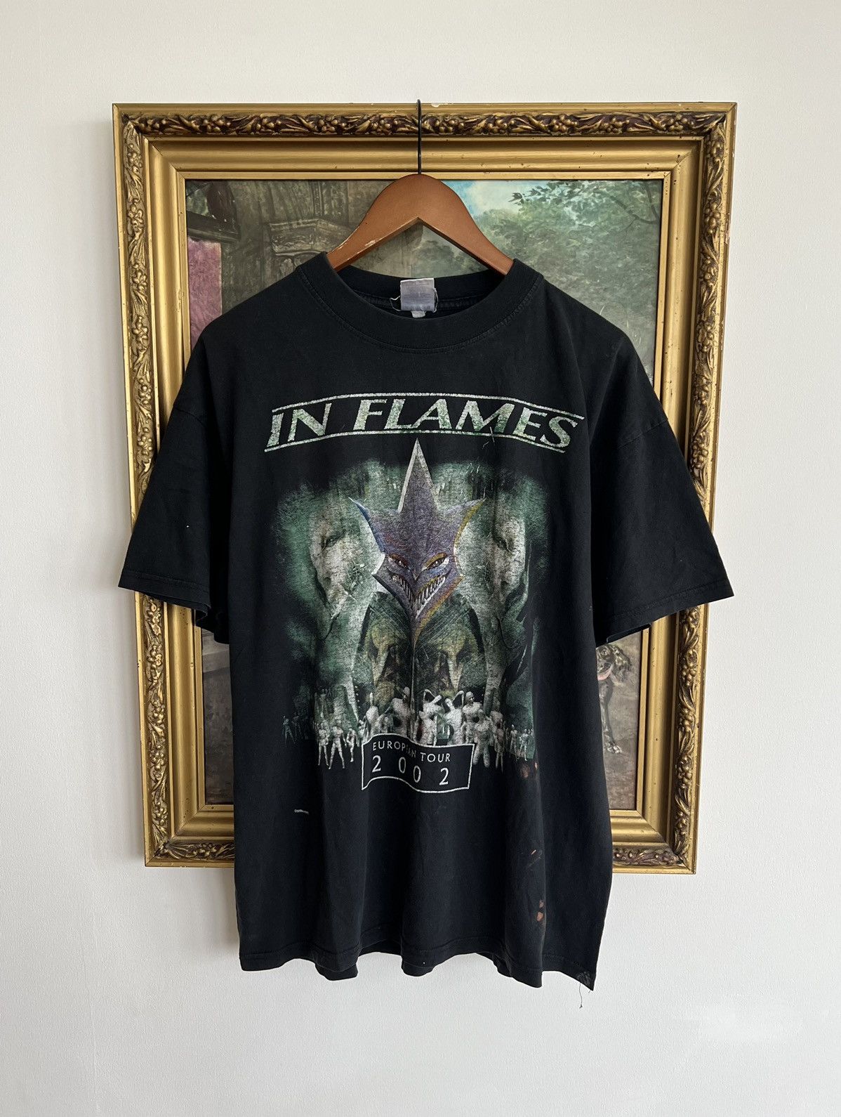 image of Band Tees x Rock T Shirt Vintage 2002 In Flames Retour To Remain Black Tee, Men's (Size XL)