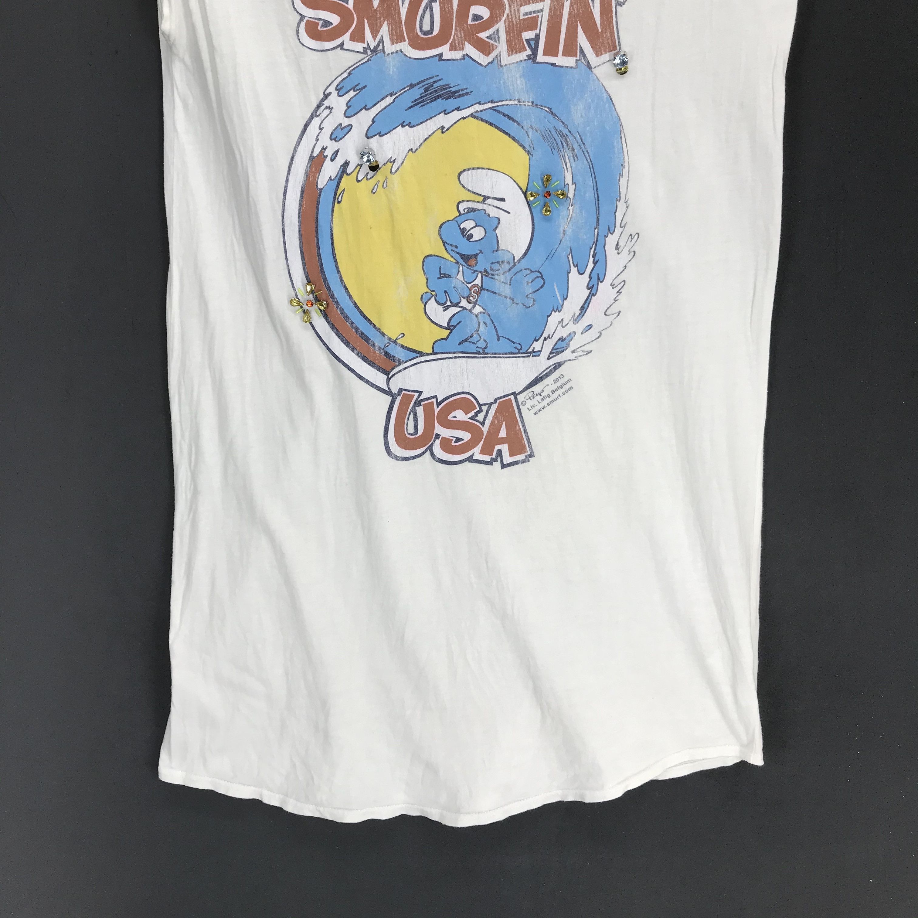 Vintage Smurfin' USA Graphic Printed Sleeveless T Shirt #1840-72 Size S / US 4 / IT 40 - 4 Thumbnail