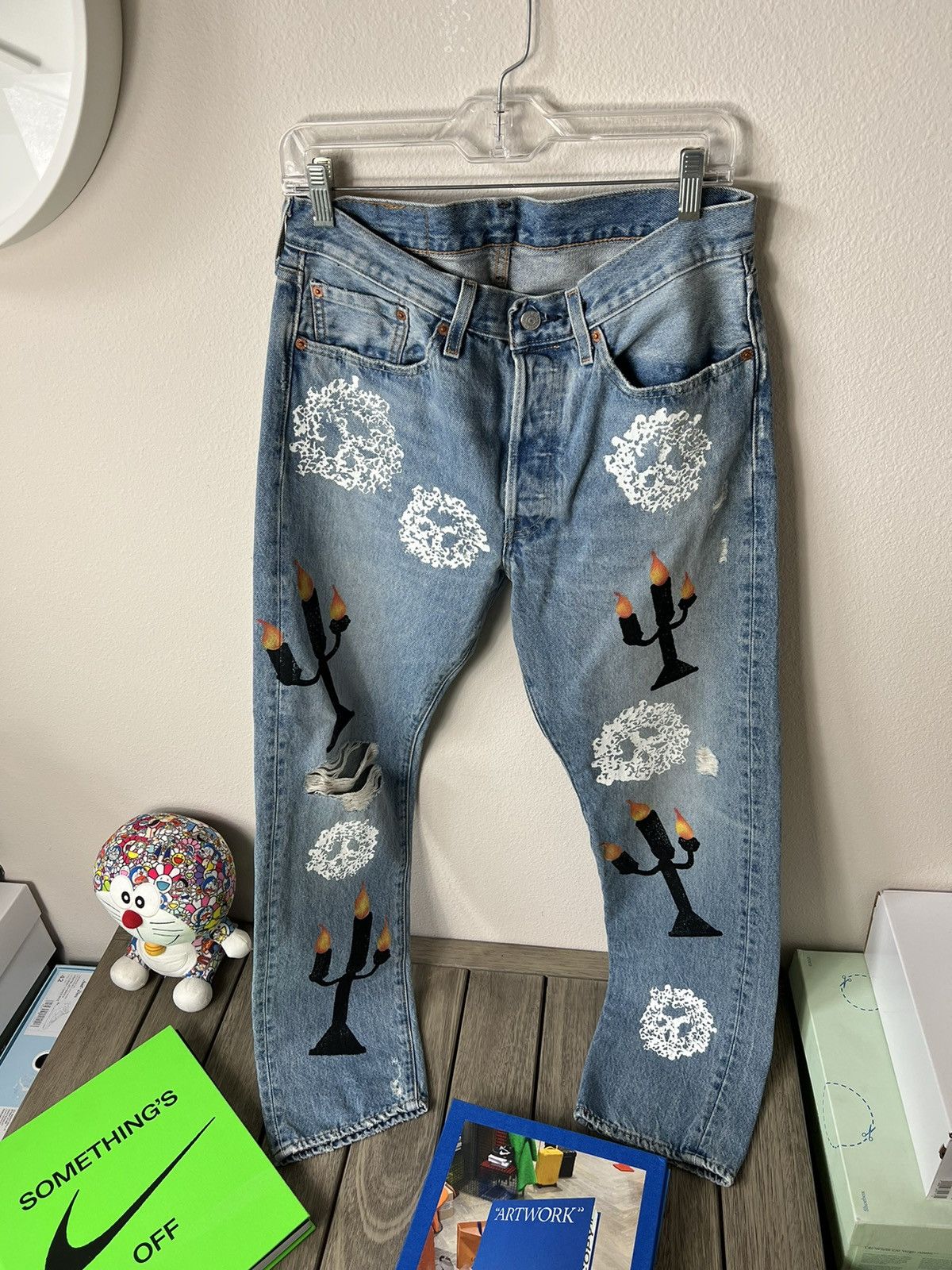 image of Denim Tears X Virgil Abloh “Message In A Tear” Jeans in Indigo, Men's (Size 32)