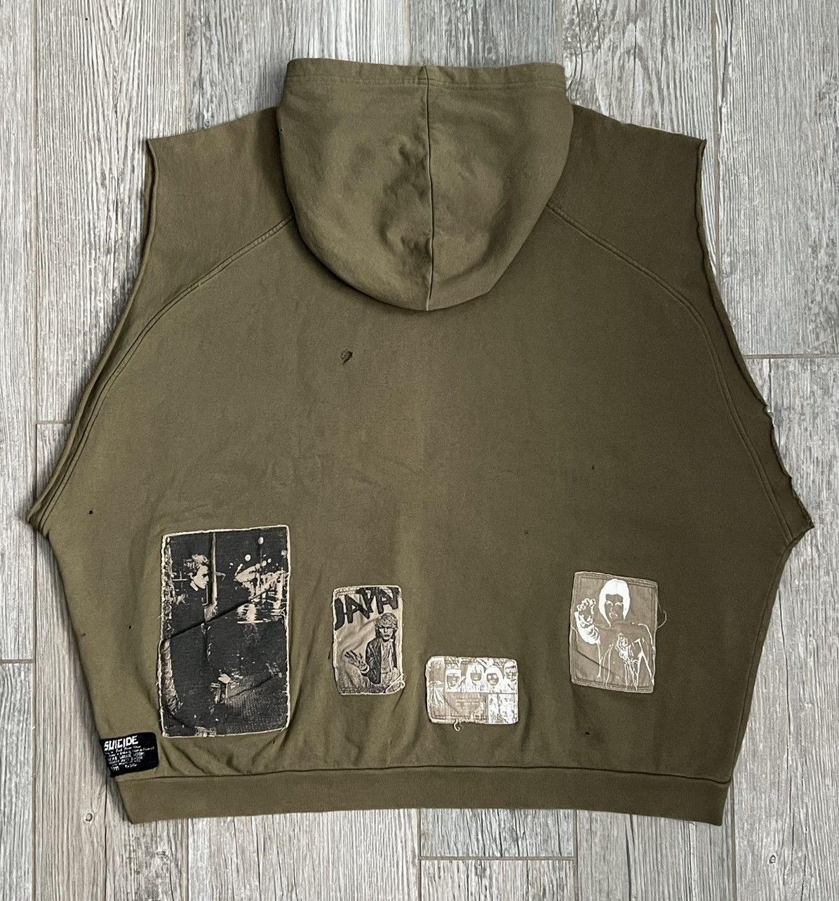 Raf Simons AW2001-2002 Raf Simons Riot Green Patchwork SleevelessHoodie Size US XL / EU 56 / 4 - 2 Thumbnail