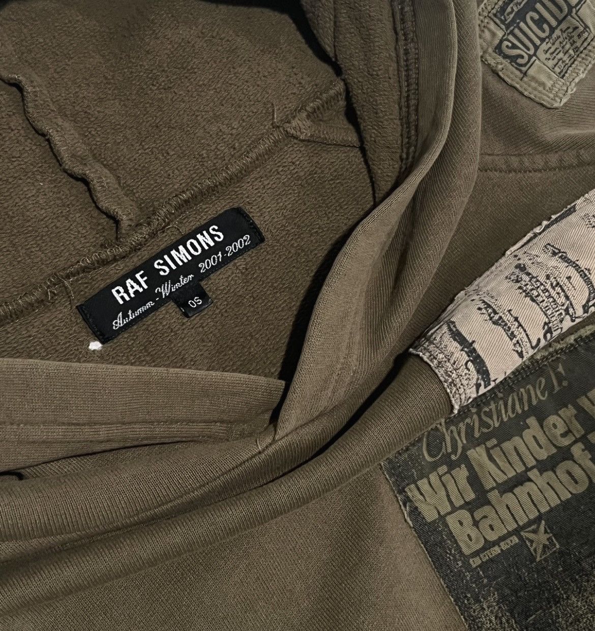 Raf Simons AW2001-2002 Raf Simons Riot Green Patchwork SleevelessHoodie Size US XL / EU 56 / 4 - 11 Thumbnail