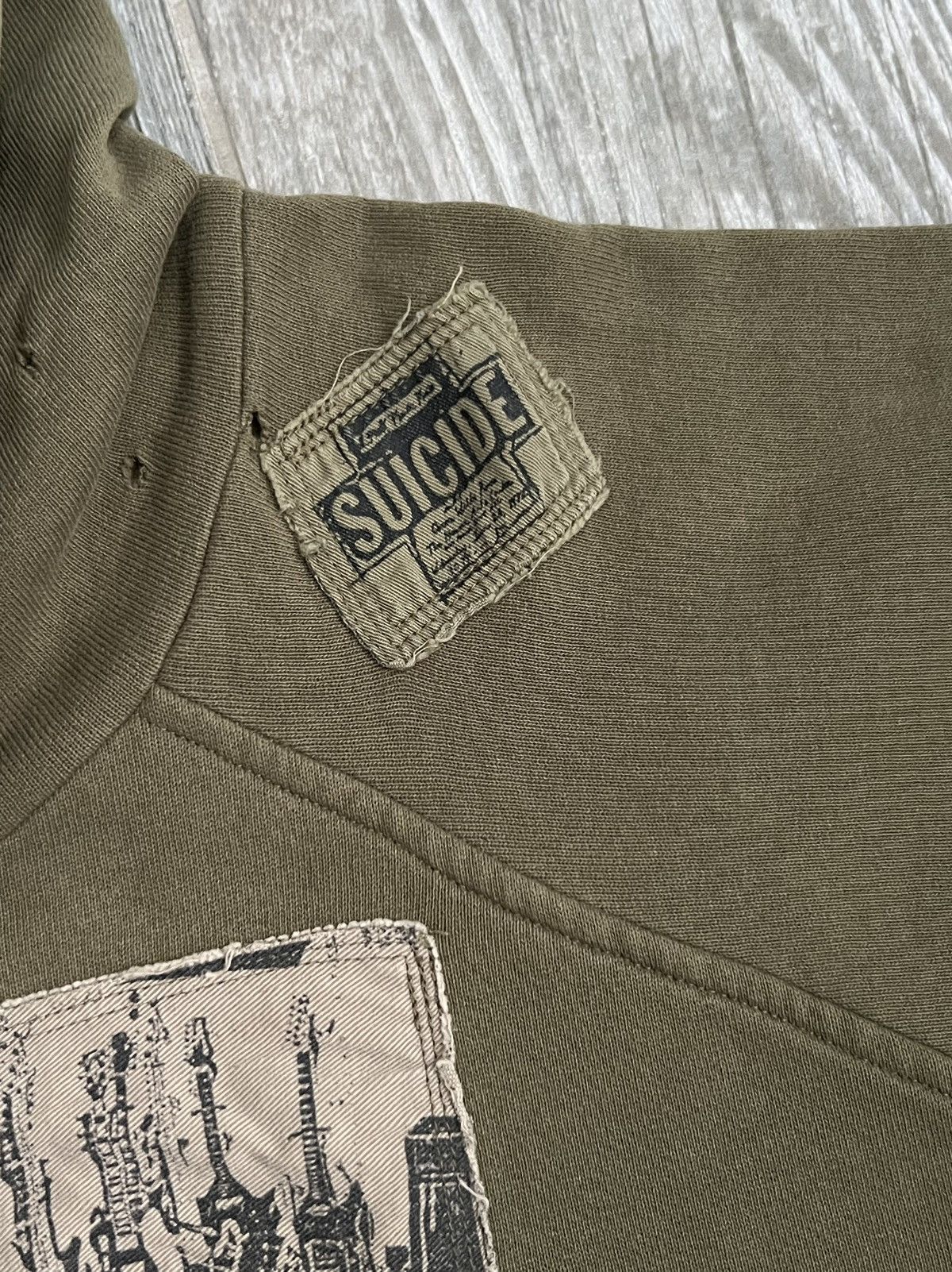 Raf Simons AW2001-2002 Raf Simons Riot Green Patchwork SleevelessHoodie Size US XL / EU 56 / 4 - 10 Thumbnail