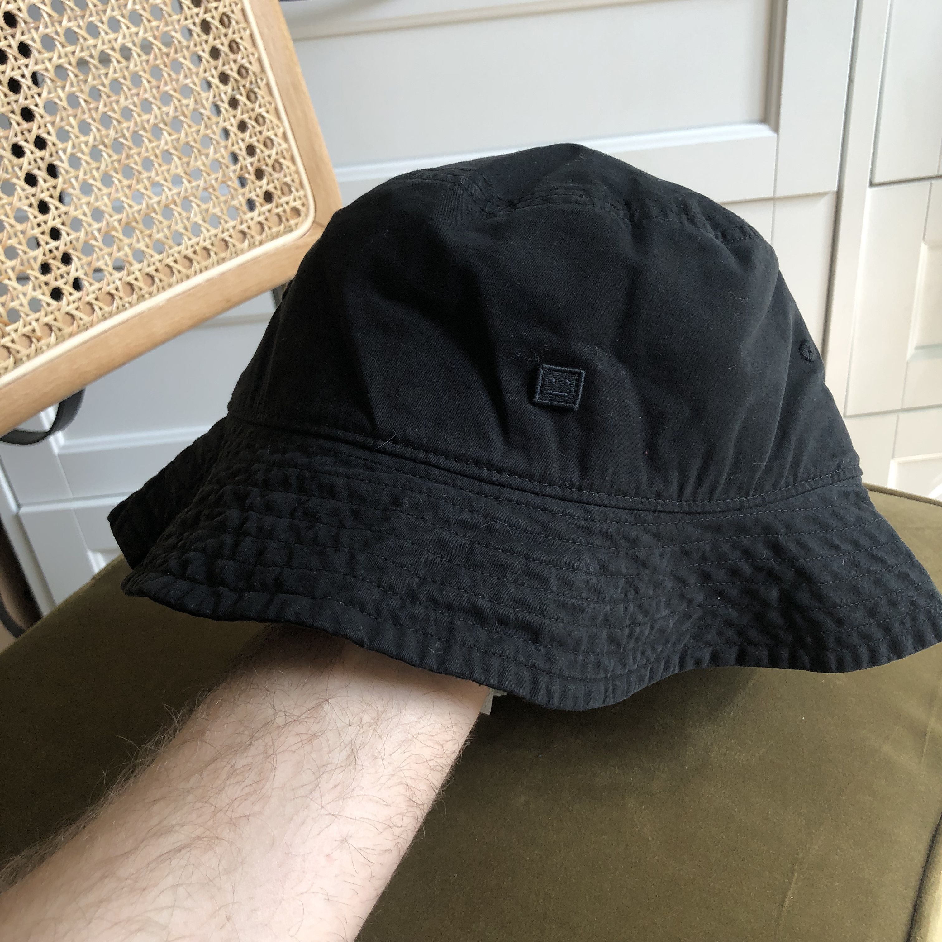 image of Acne Studios Logo Bucket Hat in Black, Men's