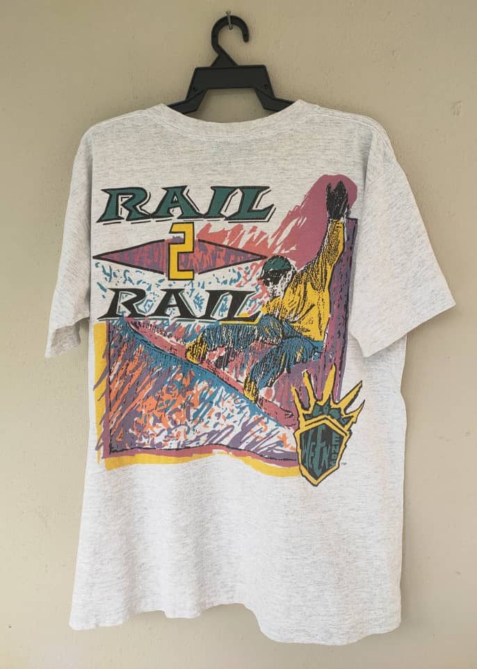 Vintage Single Stitch Rail 2 Rail Ski T