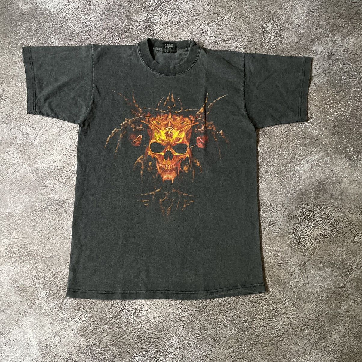 Vintage Vintage Y2K Graphic Tee Sun Faded Horror Skull Grunge Boxy M Size US M / EU 48-50 / 2 - 2 Thumbnail