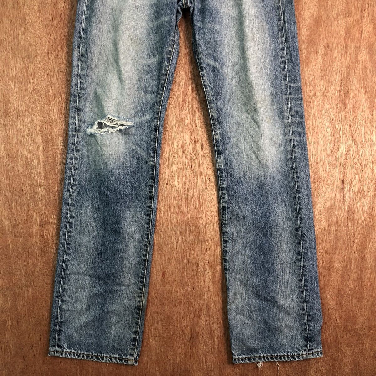 Uniqlo DLL Japan UJ Blue Distressed Denim Pants #c154 Size US 31 - 3 Thumbnail